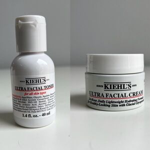 Kiehl’s Ultra Facial Toner 1.4oz & Ultra Facial Cream 0.5oz Travel Size Set NEW